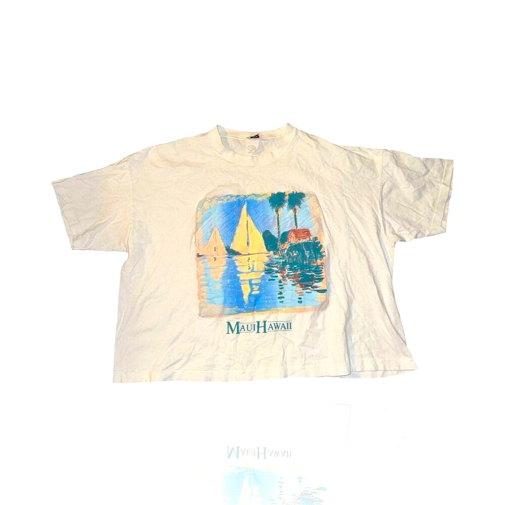 Vintage Maui Hawaii Graphic T-Shirt Unisex OSFA Multicolor 1980s crop top